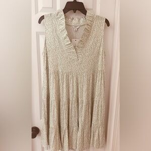 Crown & Ivy Green & Pink Ruffle Dress